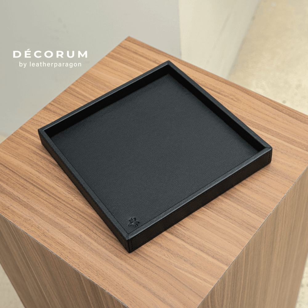 ถาดหนัง ใส่ของ Decorum 20x24x4 cm สีครีม_1